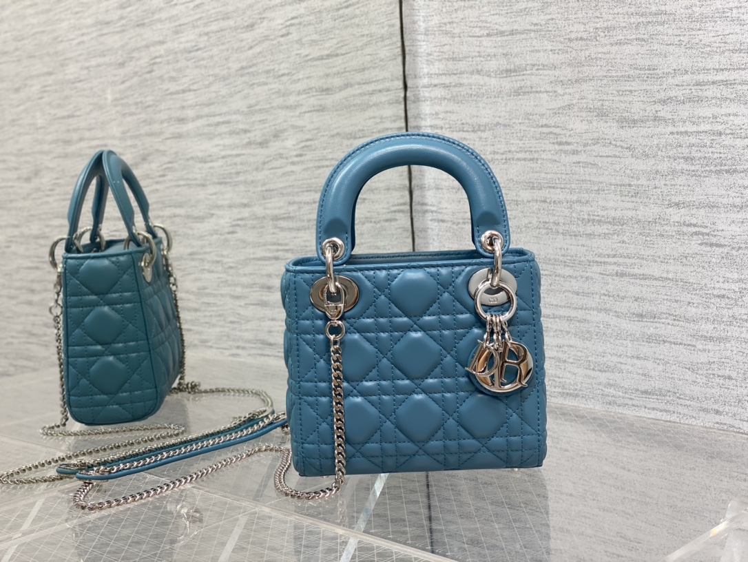 Mini Lady Dior Bag Dark Blue Cannage Lambskin